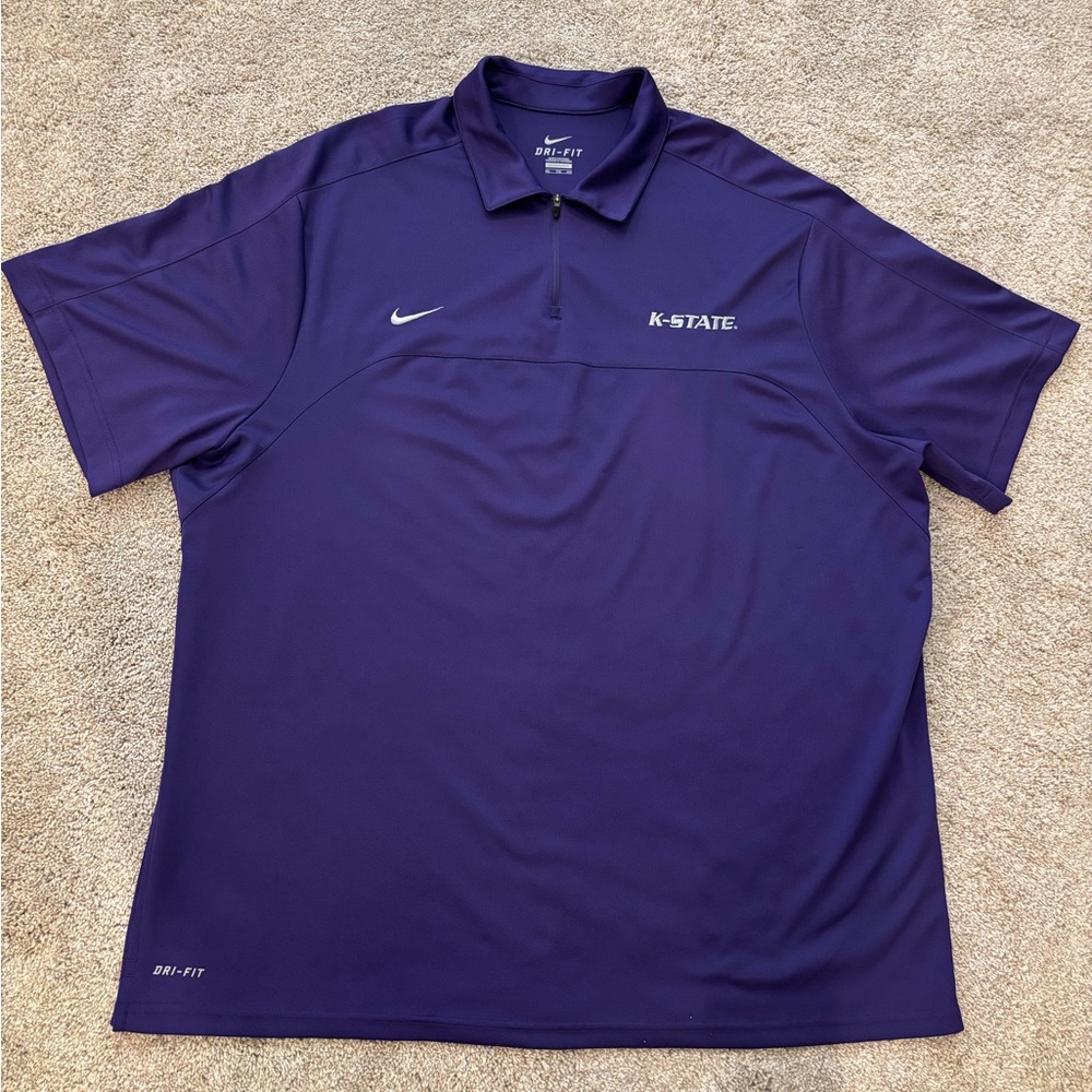 Nike Dri Fit Kansas State Wildcats Zip Up Polo Shirt Mens 3XL Purple K-State